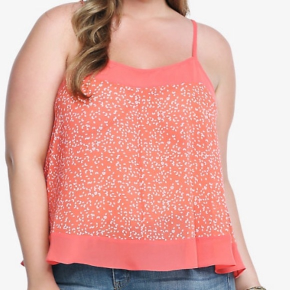 ✨torrid coral diamond print chiffon tank top✨ - Picture 1 of 7